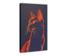 NLKQHTF Neon Orange Cat Portrait Poster Canvas Poster Wall Art Decor Print Picture Paintings for Living Room Bedroom Decoration 16x24inch(40x60cm)