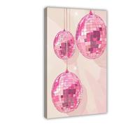 NLKQHTF Pink Disco Ball Canvas Poster Bedroom Decor Landscape Office Room Decor Gift 24x36inch(60x90cm)