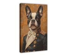 NLKQHTF Royal Boston Terrier Poster Canvas Poster Wall Art Decor Print Picture Paintings for Living Room Bedroom Decoration 08x12inch(20x30cm)