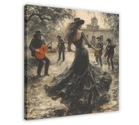 NLKQHTF Rustic Flamenco Rhythm Poster Canvas Poster Wall Art Decor Print Picture Paintings for Living Room Bedroom Decoration 28x28inch(70x70cm)