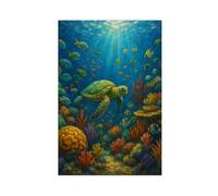 NLKQHTF Sea Turtle Underwater Coral Reef Poster Canvas Poster Bedroom Decor Landscape Office Room Decor Gift 12x18inch(30x45cm)