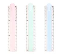 nllkii 3PCS Plastic Folding Ruler Set,30cm Transparent Plastic Ruler,3 Colors Geometric Plastic Stationary Straight Study Rulers for School, Children Kids,Office & Crafts (Blue,Pink,Green)