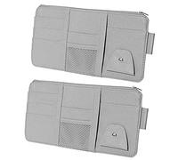 Nlmayt Car Sun Visor Organiser, 2 Pcs PU Leather Storage Pouch Auto Interior Accessories for Card License Registration Pen Mobile Phone Bill Note Key Document