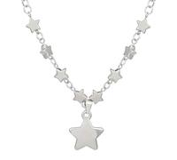 NLMSKI Star Charm Choker Necklace for Women Silver Tone Linked Stars Center Pendant Adjustable Chain Celestial Y2K Trend Layered Look Lightweight Gift, normal, Alloy Steel, No Gemstone