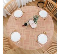 NLMUVW Round Fitted Vinyl Tablecloth with Elastic Edge 100% Waterproof Oil Proof Super Elastic Table Cloth Wipe Clean Table Cover for Indoor and Outdoor, Square Wood, 37"- 54"