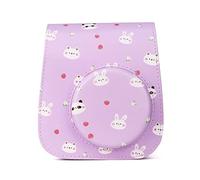 NLNGZKZFNF Camera Bag Purple Rabbit PU Leather Mini Film Camera Shoulder Bag Protective Case Protective Case Bag Fit for Fujifilm Mini 11 9 8 Camera Protection