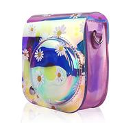 NLNGZKZFNF Camera PU Leather Case Cover Transparent Color Small Chrysanthemum One Shoulder Camera Bag Fit for Fujifilm Instax Mini 11 Fit for Polaroid Camera Protection