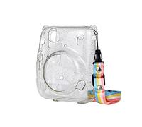NLNGZKZFNF Instant Film Camera Case Hard Shell Flash Protective Case with Shoulder Strap Pink Purple Blue Fit for Fujifilm Fit for Mini 11 Camera Protection(Crystal)