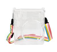 NLNGZKZFNF Instant Film Camera Protection Transparent Case Hard PVC Case with Detachable Shoulder Strap Fit for Fuji Fit for Mini 40 Camera Protection(with Rainbow Strap)