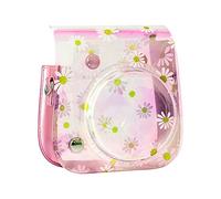 NLNGZKZFNF Instant Film Camera PU Leather Case Protective Cover with Shoulder Strap Daisy Translucent Camera Bag Fit for Fujifilm Fit for Mini 11 Camera Protection