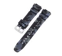 NLNKDTDPAK 18mm Watch Band AQ-S810W AE-1000W AE-1200/1300 SGW-300 Strap Men Camouflage Silicone Rubber Wrist Bracelet Accessories Fit For Casio(Black silver)