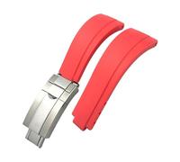 NLNKDTDPAK 20mm 21mm Rubber Short Buckle Watchband Fit For Rolex Fit For Daytona Submariner Role OYSTERFLEX Yacht Master Small Wrist Silicone Strap(Red-Buckle,20mm)