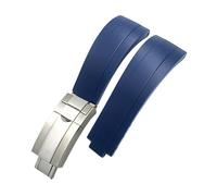 NLNKDTDPAK 20mm 21mm Rubber Short Buckle Watchband Fit For Rolex Fit For Daytona Submariner Role OYSTERFLEX Yacht Master Small Wrist Silicone Strap(Blue-Buckle,20mm)