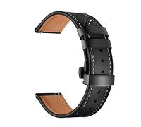 NLNKDTDPAK 20MM 22MM Leather Strap Watch 3 Band 41mm/45mm/42mm/46mm/Active 2 Bracelet Fit For Huawei GT 2/Pro Belt Fit For Samsung Galaxy(Black Black,20mm)