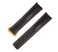 NLNKDTDPAK 20MM 22MM Leather Watchband Fit For Tissot 1853 T013 Wristwatch Fit For Breitlin-g Fit For Hamilton Man Strap Band Bracelet Tool(Blackorange gold,20mm)