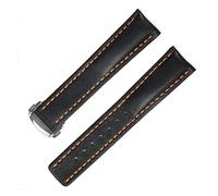 NLNKDTDPAK 20MM 22MM Leather Watchband Fit For Tissot 1853 T013 Wristwatch Fit For Breitlin-g Fit For Hamilton Man Strap Band Bracelet Tool(Blackorange silver,20mm)