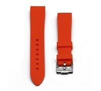 NLNKDTDPAK 20mm 22mm Soft Waterproof Silicone Rubber Watch Straps Black/Red/Orange/Blue Watch Band With Silver/Black Buckle Fit For Omega Watch(Orange(siliver buck),22mm)