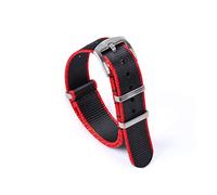 NLNKDTDPAK 20mm 22mm Watchband Nato Watch Strap Nylon Fit For James Bond 007 Military Seatbelt Watch Bands Accessories(Black Red Edge,20mm)