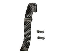 NLNKDTDPAK Butterfly Buckle Stainless Steel Watchband Bracelet Solid Metal Watch Strap Curved End Link 12mm 14mm 16mm 18mm 20mm 22mm(Nero,14mm)
