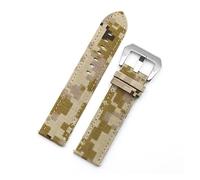 NLNKDTDPAK Camouflage Pattern Leather Watch Strap Band 20mm 22mm Camo Cordura Canvas Ballistic Nylon Quick Release Military Watchband(Beige Silver buckle,20mm)