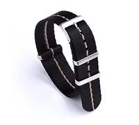 NLNKDTDPAK Design Smooth Nylon Strap 20mm 22mm Black/Red/Blue Khaki Suitable Fit For Most Watch Seatbelt Bracelet Watch Band Replacement(Black-Blue Khaki,20mm)