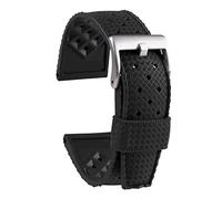 NLNKDTDPAK Fit For IWC Fit For Seiko5 Fit For Astron Watchband Silicone WatchBand 20mm 22mm Sports Rubber Strap Sport Waterproof(Black-silve,20mm)