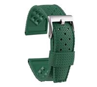 NLNKDTDPAK Fit For IWC Fit For Seiko5 Fit For Astron Watchband Silicone WatchBand 20mm 22mm Sports Rubber Strap Sport Waterproof(Green-silver,20mm)