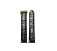 NLNKDTDPAK Fit For Omega Watch Strap Original Genuine Leather Men's Fit For Omiga Seahorse Super Butterfly Fly Watch Band Women 18mm 19mm 20mm 21mm(Black-gold-b,22mm)