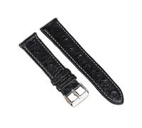 NLNKDTDPAK Leather Retro Ostrich Pattern Watchbands18mm 20mm 22mm 24mm Black Coffee Brown Yellow Matte Leather Watch Strap(Black-white line,20mm)