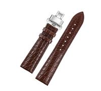 NLNKDTDPAK Leather Strap Watchband Fit For 12/14/16/17/18/19/20/21/22/23mm Watches Wrist Belt Butterfly Buckle(Light brown,21mm)