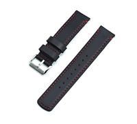 NLNKDTDPAK Leather Strap With Black/Silver Buckle 20mm 22mm Fit For Huawei/Fit For Samsung Galaxy 46mm Gear S3 Frontier Quick Release Watchband(Black Red(Silver),22mm)