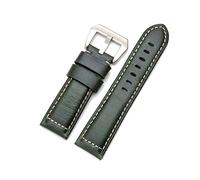 NLNKDTDPAK Leather Watch Band 20mm 22mm 24mm Black Buckle Oil Wax Watch Strap For Panerai Fossil Watch(Green S,22mm)