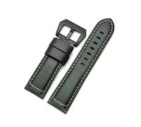 NLNKDTDPAK Leather Watch Band 20mm 22mm 24mm Black Buckle Oil Wax Watch Strap For Panerai Fossil Watch(Green B,24mm)