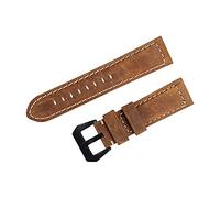 NLNKDTDPAK Men's Watchband Leather Watch Strap 20mm 22mm 24mm Oil Wax Leather Watch Band Replace Fit For Panerai Watch Accessories(Dark brown,22mm)