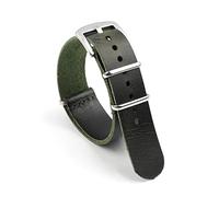 NLNKDTDPAK Nato Strap Leather Watchstrap 18mm 20mm 22mm 24mm Zulu Military Watchband Burst Crack Wristband Bracelet Replacement(Dark green,18mm)