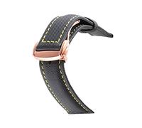 NLNKDTDPAK Nylon Mix Leather Canvas Watchband Fit For Omeg-a Speed Sea Master AT150 19mm 20mm 21mm 22mm 23mm Watch Strap Fit For Fifty Fathoms(Blackyellow rosegold)