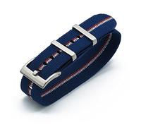 NLNKDTDPAK Nylon Nato Straps 20mm 22mm Watch Bands Durable French Troops Military Parachute Special Elastic Watch Bands Replacement For Men(Blue White Orange,22mm)