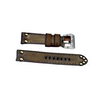 NLNKDTDPAK Retro Watch Strap Leather 18mm 20mm 22mm 24mm Watch Band Strap Brushed Stainless Stee Carved Clasp Accessories Fit For Panerai(Grn,22mm)