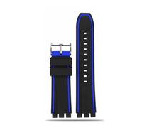NLNKDTDPAK Silicone Rubber Watch Strap 21mm Sports Black Orange Blue Red Orange Gary Lines Men's Watchband Fit For Swatch YVS400 YVS451 YVB404(Black blue-S pin,19mm)