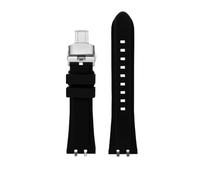 NLNKDTDPAK Silicone Rubber Watch Strap 24mm Black Blue Orange Green Solid Color Men’s Watchband With Silver Gold Connector Fit For Tudor Royal(Black-Silver)