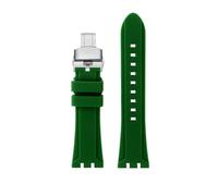 NLNKDTDPAK Silicone Rubber Watch Strap 24mm Black Blue Orange Green Solid Color Men’s Watchband With Silver Gold Connector Fit For Tudor Royal(Green-Silver)