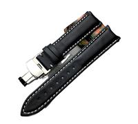 NLNKDTDPAK Universal Leather Watchband Watch Strap Scrub Pattern Fit For Breitlin-g Oris AT150 Bracelet Man Double Push Buckle 20mm 22mm(White with clasp,24mm)