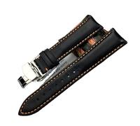 NLNKDTDPAK Universal Leather Watchband Watch Strap Scrub Pattern Fit For Breitlin-g Oris AT150 Bracelet Man Double Push Buckle 20mm 22mm(Orange with clasp,20mm)