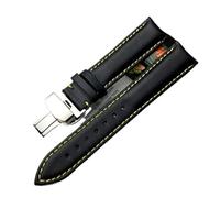 NLNKDTDPAK Universal Leather Watchband Watch Strap Scrub Pattern Fit For Breitlin-g Oris AT150 Bracelet Man Double Push Buckle 20mm 22mm(Yellow with clasp,22mm)