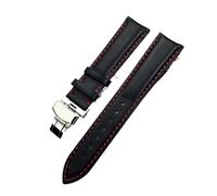 NLNKDTDPAK Universal Leather Watchband Watch Strap Scrub Pattern Fit For Breitlin-g Oris AT150 Bracelet Man Double Push Buckle 20mm 22mm(Red with clasp,10mm)