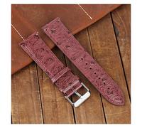 NLNKDTDPAK Vintage Ostrich Pattern Leather Watchband 18mm 20mm 22mm 24mm Black Watch Strap Belt For Watch Repalcement(Wine red,18mm)