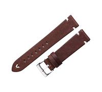 NLNKDTDPAK Watch Straps Bracelet 18mm 20mm 22mm Red Brown Handmade Oil Wax Leather Watchbands Quick Release Fit For Gear S3(Red brown-silver,20mm)