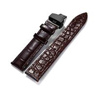 NLNKDTDPAK Watchband Soft Crocodile Texture Leather Watch Strap 16mm 18mm 20mm 22mm Watch Band Fit For Tisssot Fit For Seiko Acces(Brown-Black buckle,22mm)