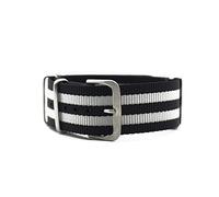 NLNKDTDPAK Zulu Nylon Nato Watch Strap 20mm 22mm Watchband Fit For James Bond 007 Design Black/Red/Green Watch Band Use Skin-friendly Material(Black white,22mm)