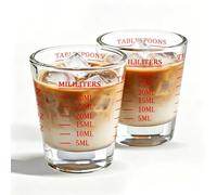 NLnnmuzh 2 Pack 30ml Heavy Glass Measuring Shot Glasses - 2 OZ Espresso Shots - Clear Glasses - with Gift Box (30ML) (2pack red)
